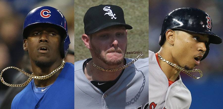 Baseball players wearing chains