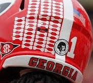 Georgia Bulldogs sticks on the helmet