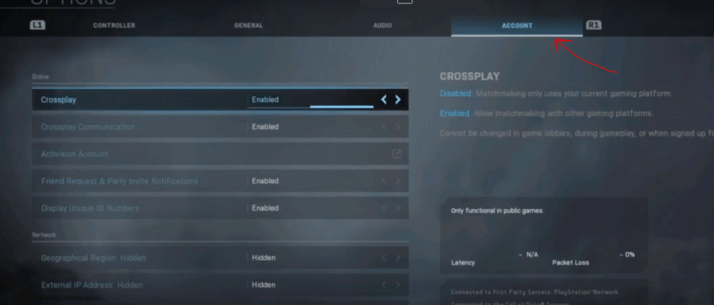 enable crossplay in warzone