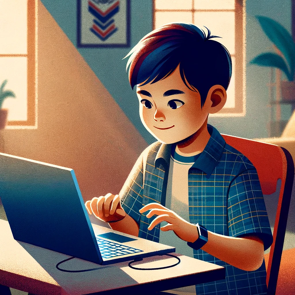 kid gaming on a laptop